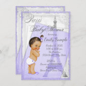 Paarse Grijs Parijs Baby shower Kaart (Voorkant / Achterkant)