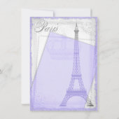 Paarse Grijs Parijs Baby shower Kaart (Achterkant)