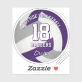 paarse grijs team kleuren volleybalspeler sticker (Vel)