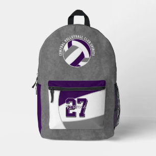 paarse grijs volleybal team kleuren teamnaam bedrukte rugzak