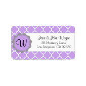 Paarse Grijs Wit Hedendaags Monogram Label (Voorkant)