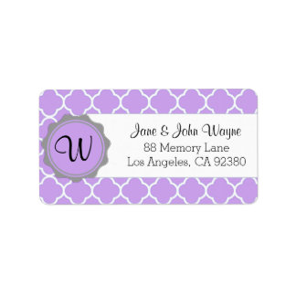 Paarse Grijs Wit Hedendaags Monogram Label