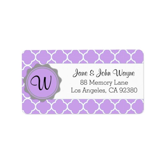 Paarse Grijs Wit Hedendaags Monogram Label (Voorkant)