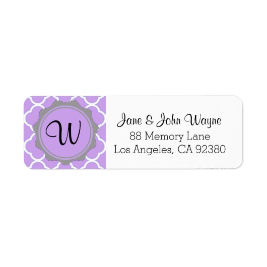 Paarse Grijs Wit Hedendaags Monogram Label (Voorkant)