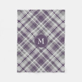 paarse grijs wit plaid patroon monogrammed fleece deken (Voorkant)