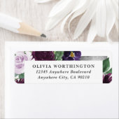 Paarse & Grijs Zilveren Waterverf Pioen Herfst Bru Etiket (Insitu)