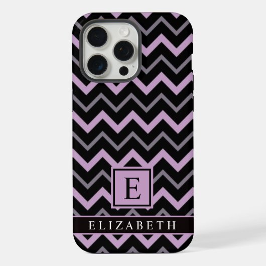 Paarse Grijs Zwart Chevron Patroon iPhone Hoesje (Achterkant)