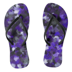 Paarse, Grijs, Zwart en Blauw Abstract Teenslippers
