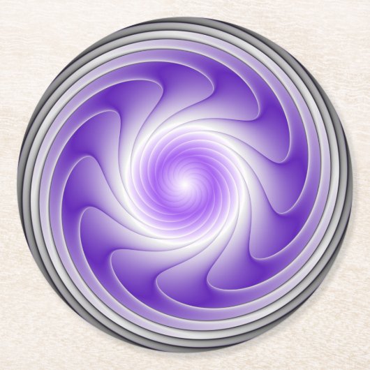 Paarse grijze 3D wervelkolom Moderne Abstracte fra Ronde Kartonnen Onderzetter (Voorkant)