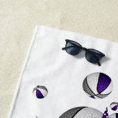 paarse grijze basketballen sterren meisjes monogra strandlaken (In situ)