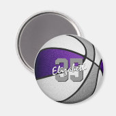 paarse grijze basketbalteamkleuren magneet (Voorkant / Achterkant)