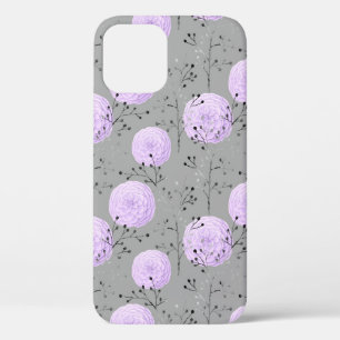 Paarse Grijze Bloem Bladeren Bloemmotief Case-Mate iPhone Case