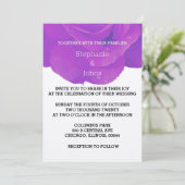 Paarse Grijze Bloemen Roos Elegante Zilveren Huwel Kaart (Staand voorkant)