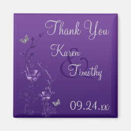 Paarse Grijze Bloemen Vlinder Bruiloft Favor Magne Magneet