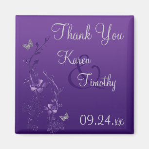 Paarse Grijze Bloemen Vlinder Bruiloft Favor Magne Magneet