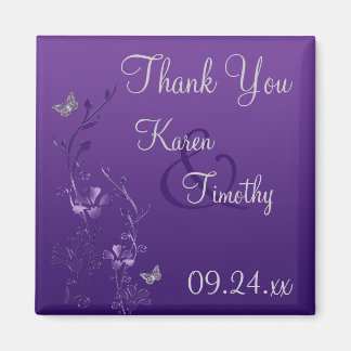 Paarse Grijze Bloemen Vlinder Bruiloft Favor Magne Magneet