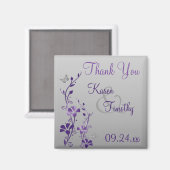Paarse Grijze Bloemen Vlinder Bruiloft Favor Magne Magneet (Voorkant / Achterkant)