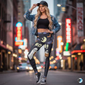 Paarse & Grijze "Boe!" Schattige Halloweenfeest Leggings