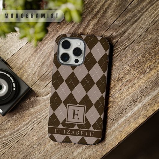 Paarse Grijze Bruine Argyle Patroon iPhone Hoesje