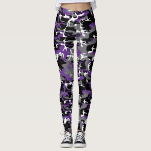 Paarse Grijze Camouflage Vrouwen Leggings