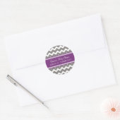 Paarse Grijze Chevron Baby shower Favor Stickers (Envelop)