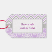 Paarse & Grijze Chevron Ballerina Bedankt Gift Lab Cadeaulabel (Achterkant Horizontaal)