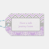 Paarse & Grijze Chevron Ballerina Bedankt Gift Lab Cadeaulabel (Achterkant Horizontaal)