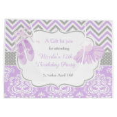 Paarse Grijze Chevron Ballerina Verjaardag Bedankt Groot Cadeauzakje (Achterkant)