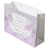 Paarse Grijze Chevron Ballerina Verjaardag Bedankt Groot Cadeauzakje (Achterkant Gekanteld)