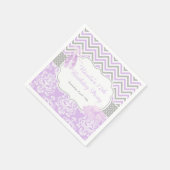 Paarse & Grijze Chevron Ballerina Verjaardag Servet (Hoek)