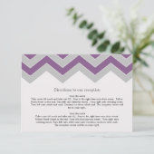 Paarse & Grijze Chevron Huwelijks Richtingkaarten Kaart (Staand voorkant)