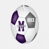 paarse grijze club kleuren jongens voetbal metalen ornament (Voorkant links)