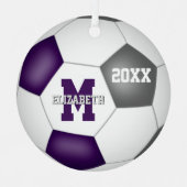 paarse grijze club kleuren jongens voetbal metalen ornament (Voorkant)