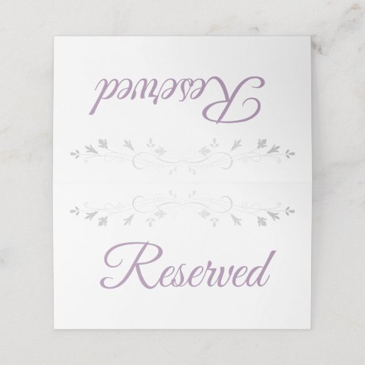 Paarse & Grijze Elegante Bruiloft Gereserveerde Pl Plaatskaartje (Buitenkant ongevouwen)