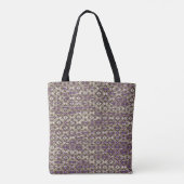 Paarse, grijze en zwarte bloemen tote bag (Achterkant)