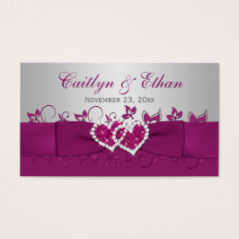 Paarse, grijze Floral, harthuwelijk voor Label Visitekaartjes