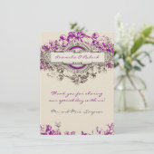 Paarse grijze  Floral Weddenschap Hartelijk dank Bedankkaart (Staand voorkant)