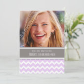 Paarse grijze foto 16e verjaardag kaart (Staand voorkant)