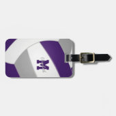 paarse grijze jongens, team kleuren volleybal bagagelabel (Voorkant horizontaal)