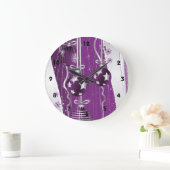 Paarse, grijze kerstballen en sneeuwvlokken grote klok (Huis)