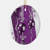 Paarse, grijze kerstballen en sneeuwvlokken keramisch ornament (Rechts)