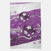 Paarse, grijze kerstballen en sneeuwvlokken theedoek (Verticaal)