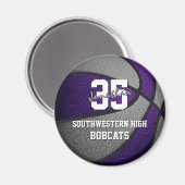 paarse grijze kinder sportgeschenken basketbalteam magneet (Voorkant / Achterkant)