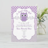 Paarse Grijze Kleine Baby shower Uitnodiging (Staand voorkant)