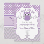 Paarse Grijze Kleine Baby shower Uitnodiging (Voorkant / Achterkant)