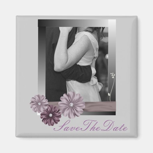 paarse grijze land madeliefje bruiloft magneet (Voorkant)