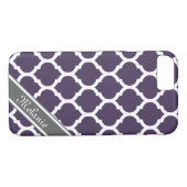 Paarse & grijze Lattice - Aangepaste naam Case-Mate iPhone Case (Achterkant (Horizontaal))