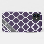 Paarse & grijze Lattice - Aangepaste naam Case-Mate iPhone Case (Achterkant (horizontaal))