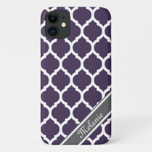 Paarse & grijze Lattice - Aangepaste naam Case-Mate iPhone Case