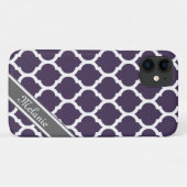 Paarse & grijze Lattice - Aangepaste naam Case-Mate iPhone Case (Achterkant (horizontaal))